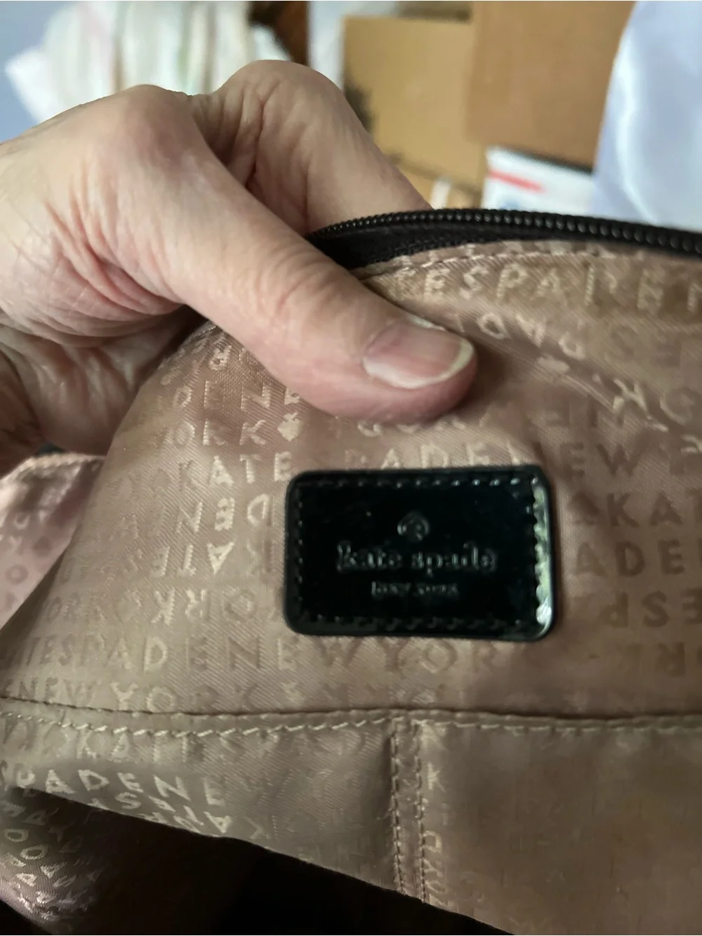 Kate Spade Polka Dot Glossy Tote Bag in Black, White & Pink